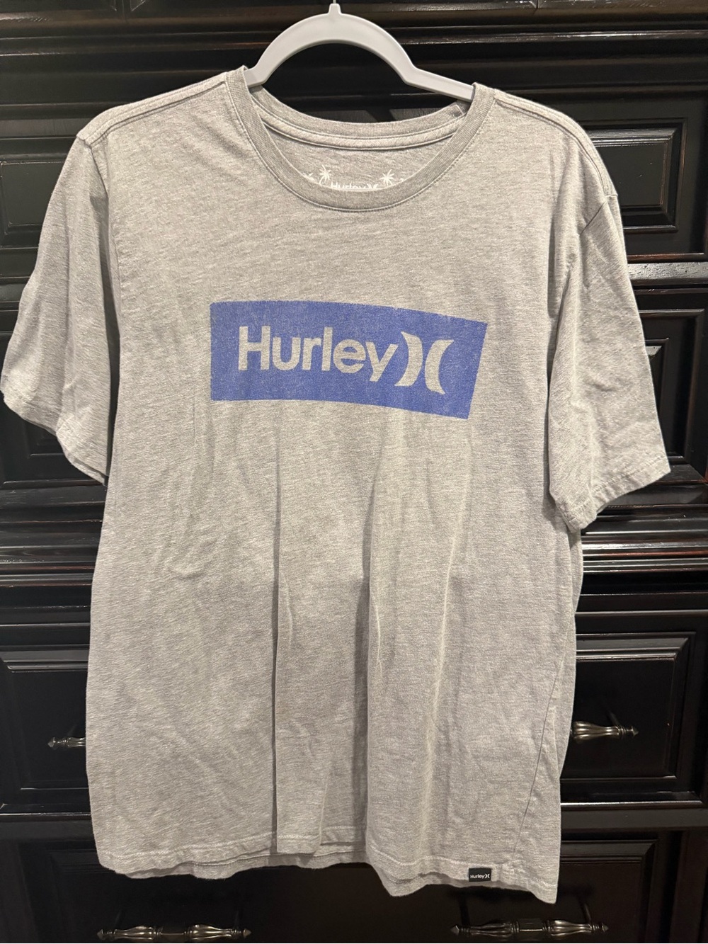 Hurley Light Gray Short Sleeve Tee with Blue Logo